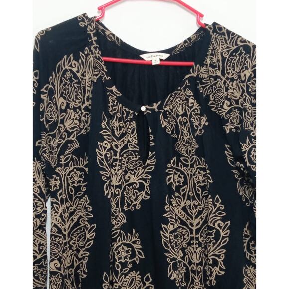 Lucky Brand Women's Shirt Black Boho Festival Hippie Tunic Size 1XL - Picture 2 of 10